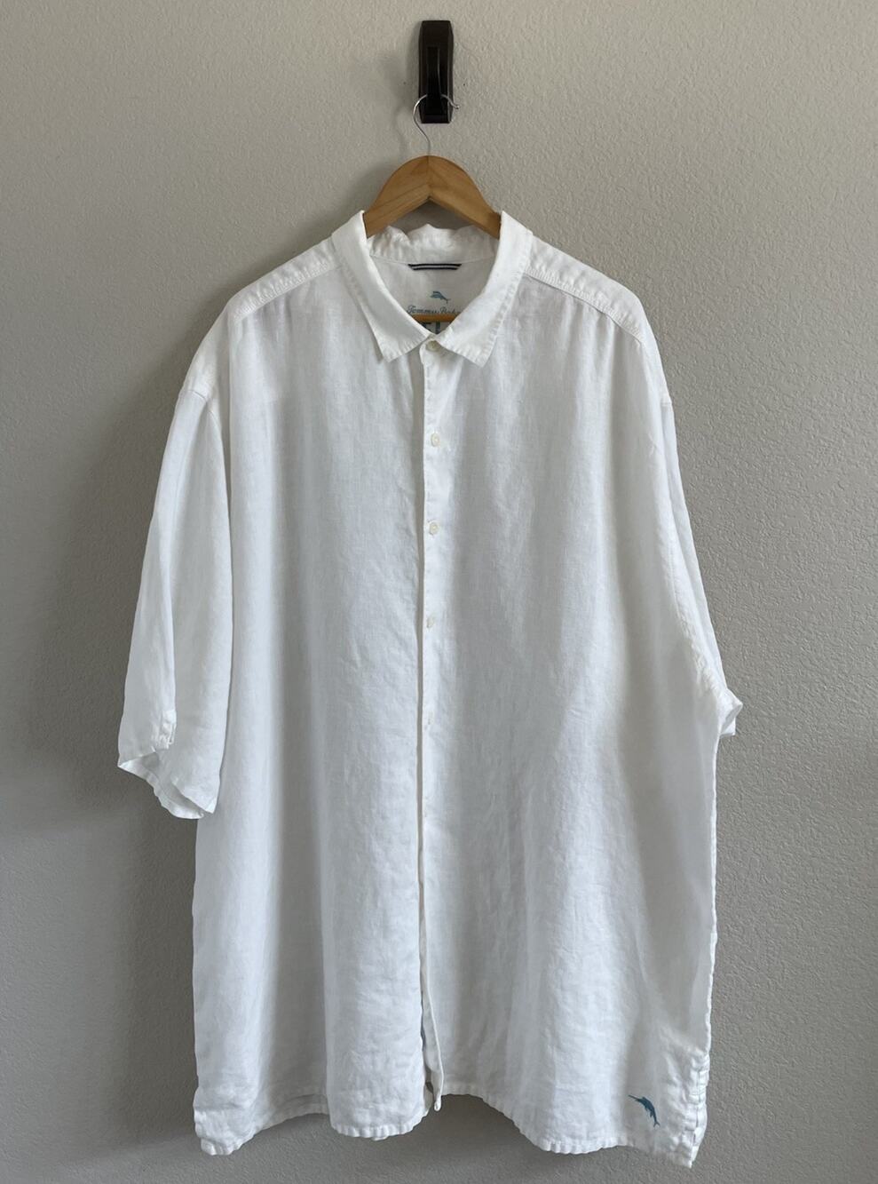 Tommy Bahama Mens 100% Linen Button Down Shirt Short Sleeve 2XT White Resort